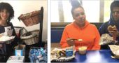 At lunchtime at YSHS this spring, left, Sumayah Chappelle looked optimistic about her lunch, while Alexis Longshaw and Romel Phillips didn’t appear to be pleased with their meals. (Photos by Sokhna Sene)