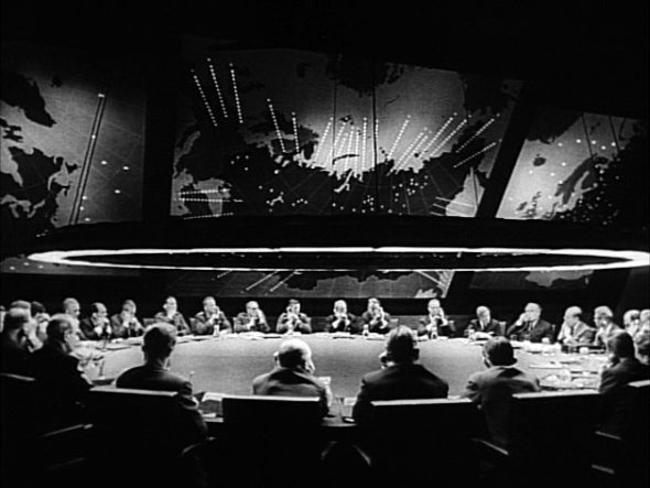 Still from Dr. Strangelove, "in the war room." (Photo courtesy of wikimedia commons) 