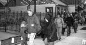 Villagers Sommer McGuire and Lisa Kreeger caroled from Kings Yard to the downtown Christmas tree during the first annual Luminary Walk and Community Carol on Saturday evening, Dec. 14. (Submitted photo by Matthew Collins)