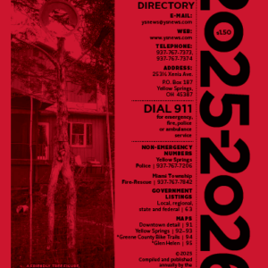 The 2025-26 Redbook cover features another stick creature, this time overlooking the bike path on the north end of town.