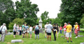 About 30 people attended 365 Project’s Blacks in Yellow Springs cemetery tour on Saturday, July 24, featuring the stories of the Black villagers who are buried there. (Photo by Kathleen Galarza)