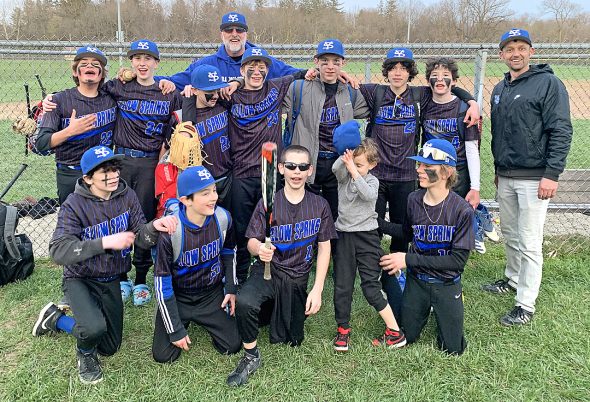 The middle school baseball team, new to the program this year, had its first win on Friday, April 7, taking down the Emmanuel Christian Academy Lions. Pictured in back, from left: Edwin Harrah, Bryce Fleming, Finn Turnmire, Coach Scott Fleming, Chris Goebel, Austin Thomas, Neirin Barker, Oskar Dennis and Head Coach Sam Jacobs; in front, from left: Chase Moore, Graham Turnmire, Collin Goebel and Ashby Lyons; not pictured: Kaiden McFarlane. (Submitted photo)