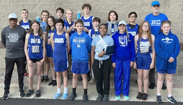 At the annual Metro Buckeye Conference meet on Saturday, Oct. 14, the McKinney Middle School boys and girls cross-country team ran to first-place finishes, with several team members earning all-league honors. Pictured in the front row, left to right: Coach John Gudgel, Violet Matteson, Graham Turnmire, Orion Sage-Frabotta, Sherrod Wheeler, Coach Isabelle Dierauer, Ella Reardon and Bella Thomas; back row, left to right: Sam Garrard, Sierra Sundell-Turner, Elise Bongorno, Cooper Folck, Matteo Chaiten, Maddox Cooper, Alex Lewis, Luke Levier, Henry Babb and Coach Peter Dierauer. (Submitted photo)